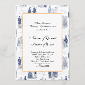 Blauw en wit vintage mode Frans Toile Kaart