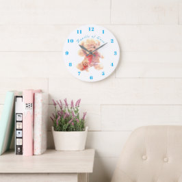Blauw en wit vintage teddybeer babyslaapkamer grote klok