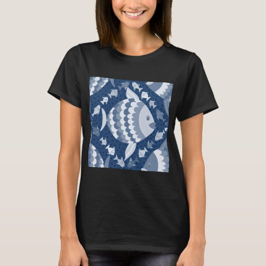 Blauw en wit Vissersdag T-shirt (Voorkant)