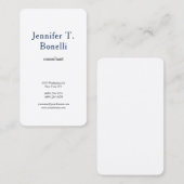 Blauw en wit vlak Modern minimalistisch Profession Visitekaartje (Voorkant / Achterkant)