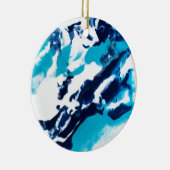Blauw en wit Vloeibaar Marmer Keramisch Ornament (Rechts)