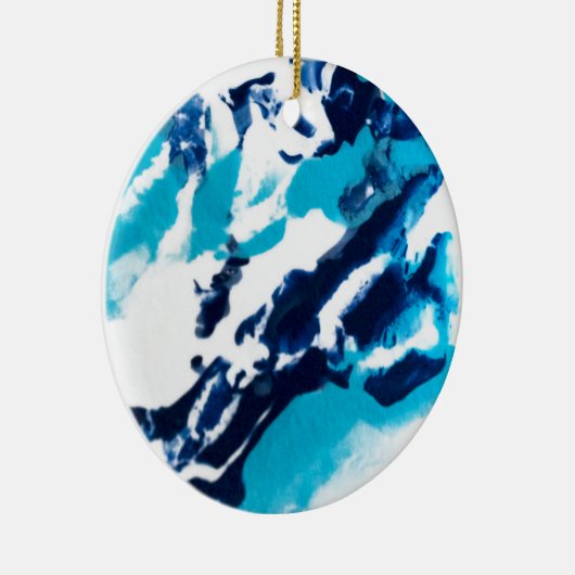 Blauw en wit Vloeibaar Marmer Keramisch Ornament (Rechts)