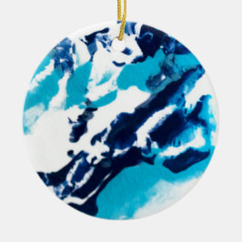 Blauw en wit Vloeibaar Marmer Keramisch Ornament