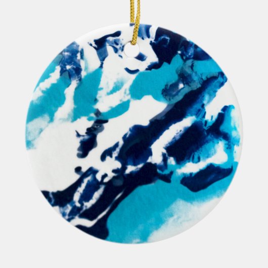Blauw en wit Vloeibaar Marmer Keramisch Ornament (Voorkant)