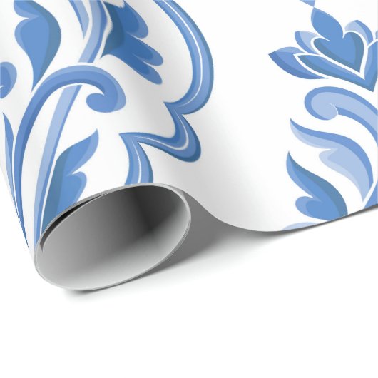 Blauw en wit vocht naadloos patroon. Vi Cadeaupapier (Rol Hoek)