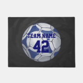Blauw en wit Voetbal met naam Deurmat (Voorkant)