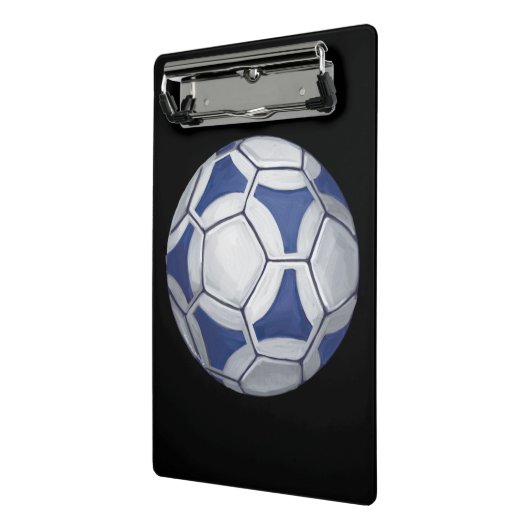 Blauw en wit Voetbal met naam Mini Klembord (Angled2)