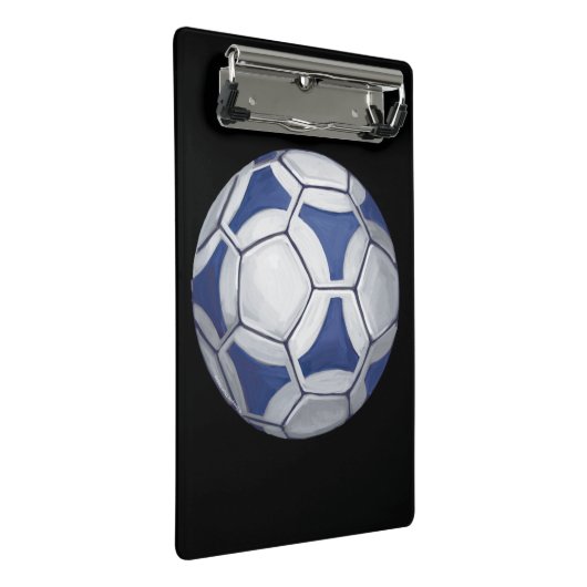 Blauw en wit Voetbal met naam Mini Klembord (Schuin)