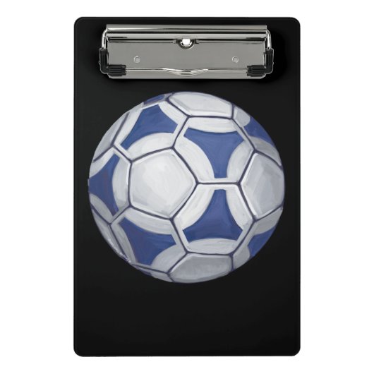 Blauw en wit Voetbal met naam Mini Klembord (Voorkant)