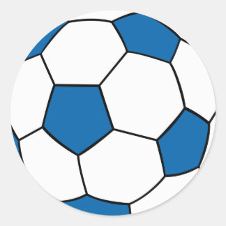 blauw en wit voetbal ronde sticker