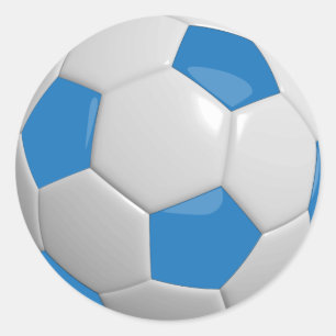 Blauw en wit Voetbal Ronde Sticker
