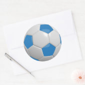 Blauw en wit Voetbal Ronde Sticker (Envelop)
