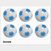 Blauw en wit Voetbal Ronde Sticker (Vel)