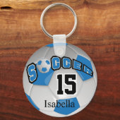 Blauw en wit Voetbal Sleutelhanger (Achterkant)
