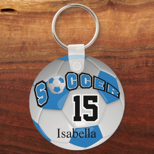 Blauw en wit Voetbal Sleutelhanger (Voorkant)