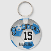 Blauw en wit Voetbal Sleutelhanger (Achterkant)