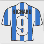 Blauw en wit voetbalshirt om te personaliseren. sticker (Voorkant)