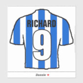 Blauw en wit voetbalshirt om te personaliseren. sticker (Vel)