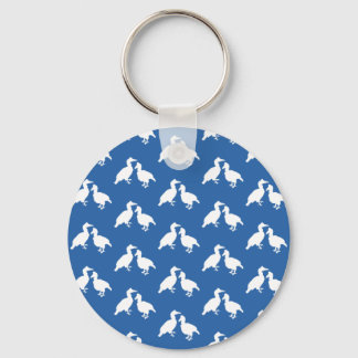 Blauw en wit vogelpatroon. sleutelhanger