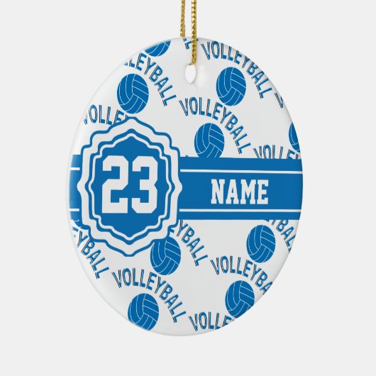 Blauw en wit volleybal keramisch ornament (Rechts)