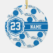 Blauw en wit volleybal keramisch ornament (Voorkant)