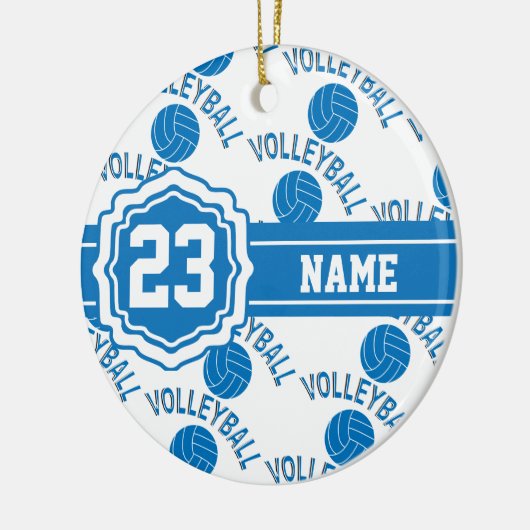 Blauw en wit volleybal keramisch ornament (Links)