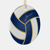 Blauw en wit Volleyball personaliseren Keramisch Ornament (Rechts)