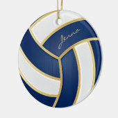 Blauw en wit Volleyball personaliseren Keramisch Ornament (Links)