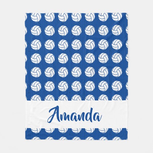 Blauw en wit Volleybalpatroon Fleece Deken (Voorkant)