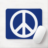 Blauw en wit vredessymbool muismat (Met muis)