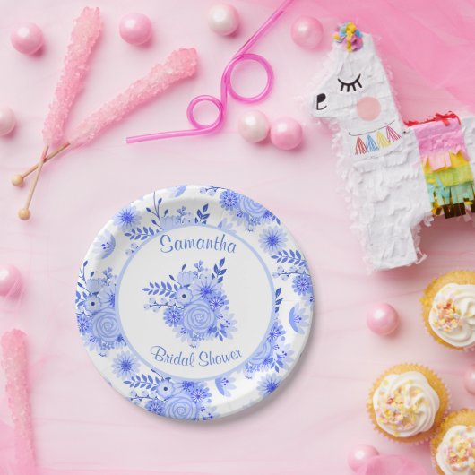 Blauw en wit Vrijgezellenfeest Papier Bord (Feest)