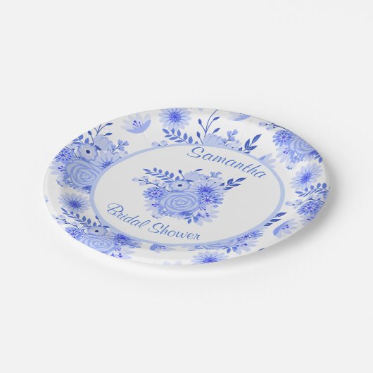 Blauw en wit Vrijgezellenfeest Papier Bord (Gekanteld)