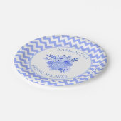 Blauw en wit Vrijgezellenfeest papier Bord (Gekanteld)