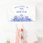 Blauw en wit Vrijgezellenfeest Welkom Spandoek (Insitu)