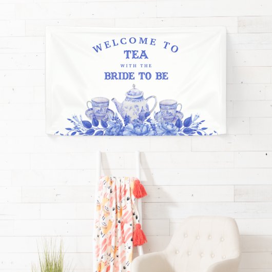 Blauw en wit Vrijgezellenfeest Welkom Spandoek (Insitu)