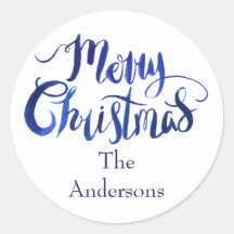 Blauw en wit Vrolijk Kerstmis Envelop Afdichtingen