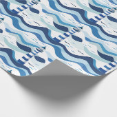 Blauw en Wit Vuurtoren Nautilus Cadeaupapier (Hoek)