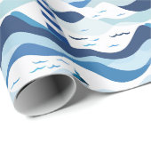 Blauw en Wit Vuurtoren Nautilus Cadeaupapier (Rol Hoek)