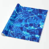 Blauw en wit water cadeaupapier (Uitgerold)