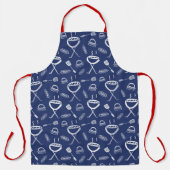 Blauw en Wit Waterverf BBQ Schort (Voorkant)