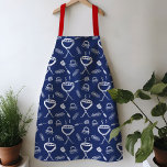 Blauw en Wit Waterverf BBQ Schort<br><div class="desc">Leuk BBQ schort, ideaal om te grillen in de achtertuin. Met een klassiek rood, wit en blauw kleurenschema. De waterverf illustraties zijn handgetekend met go-to BBQ iconen, waaronder een bbq grill, burgers en hotdogs. Maakt voor een geweldig cadeau voor papa dat hem het gevoel zal geven als koning van de...</div>