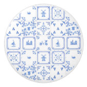 Blauw en wit Waterverf delft tapepatroon Keramische Knop (Voorkant)