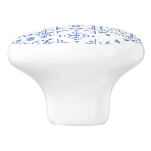 Blauw en wit Waterverf delft tapepatroon Keramische Knop (Zijkant)