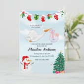 Blauw en Wit Waterverf Kerst Baby shower Kaart (Staand voorkant)