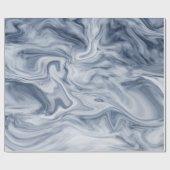 Blauw en wit Waterverf marmer Cadeaupapier (Vlak)