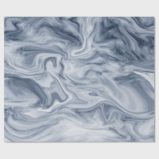 Blauw en wit Waterverf marmer Cadeaupapier (Vlak)