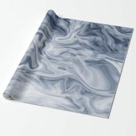 Blauw en wit Waterverf marmer Cadeaupapier