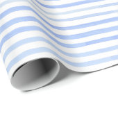 Blauw en wit Waterverf Stripe-omslagpapier Cadeaupapier (Rol Hoek)