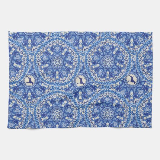 BLAUW- EN WIT-WEIM TOWEL 16 x 24 inch Theedoek (Horizontaal)