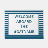 Blauw en wit welkom in bord Boat Doormat Deurmat (Voorkant)